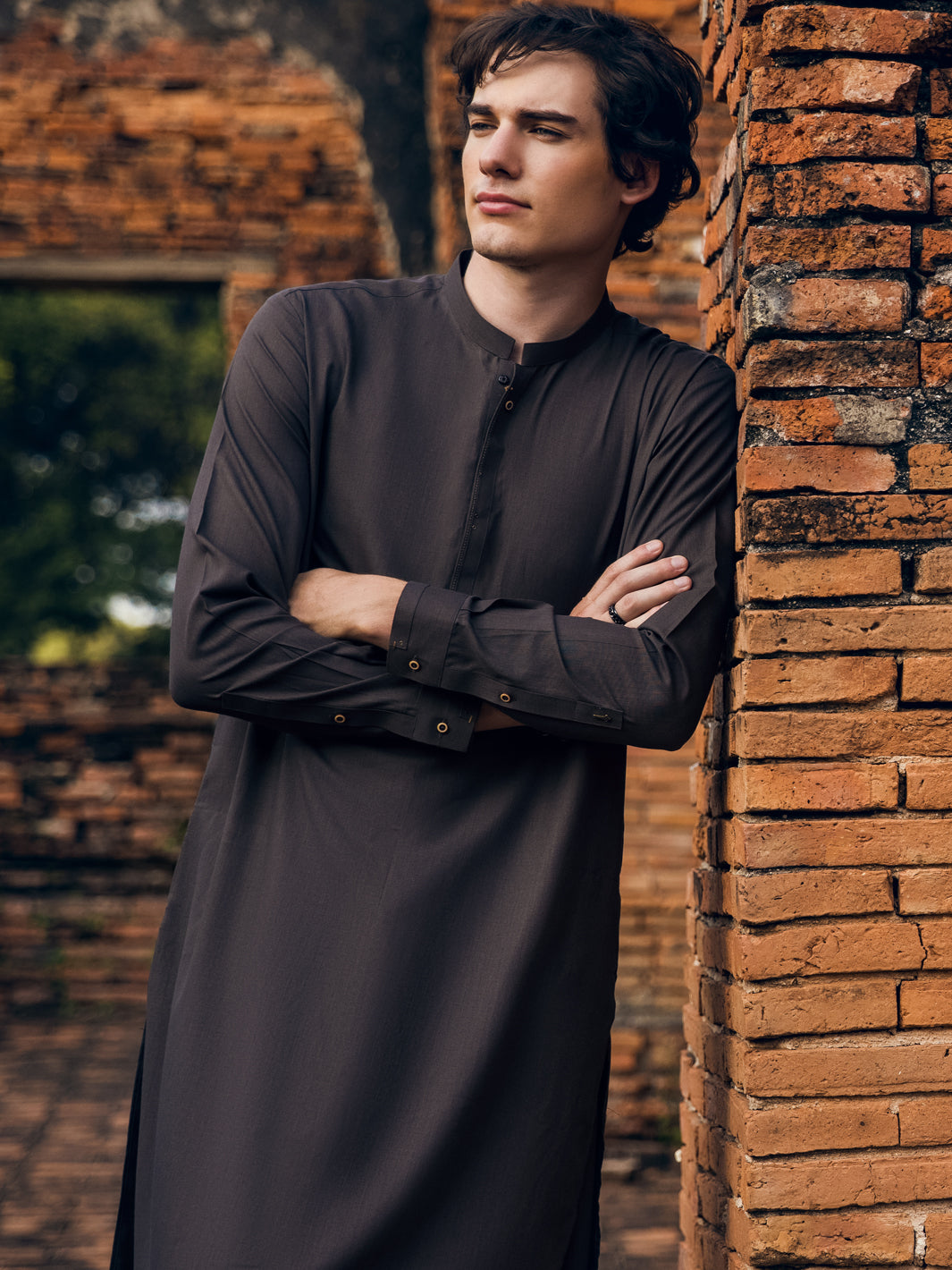 Brown Blended Kameez Shalwar - AL-KS-2911