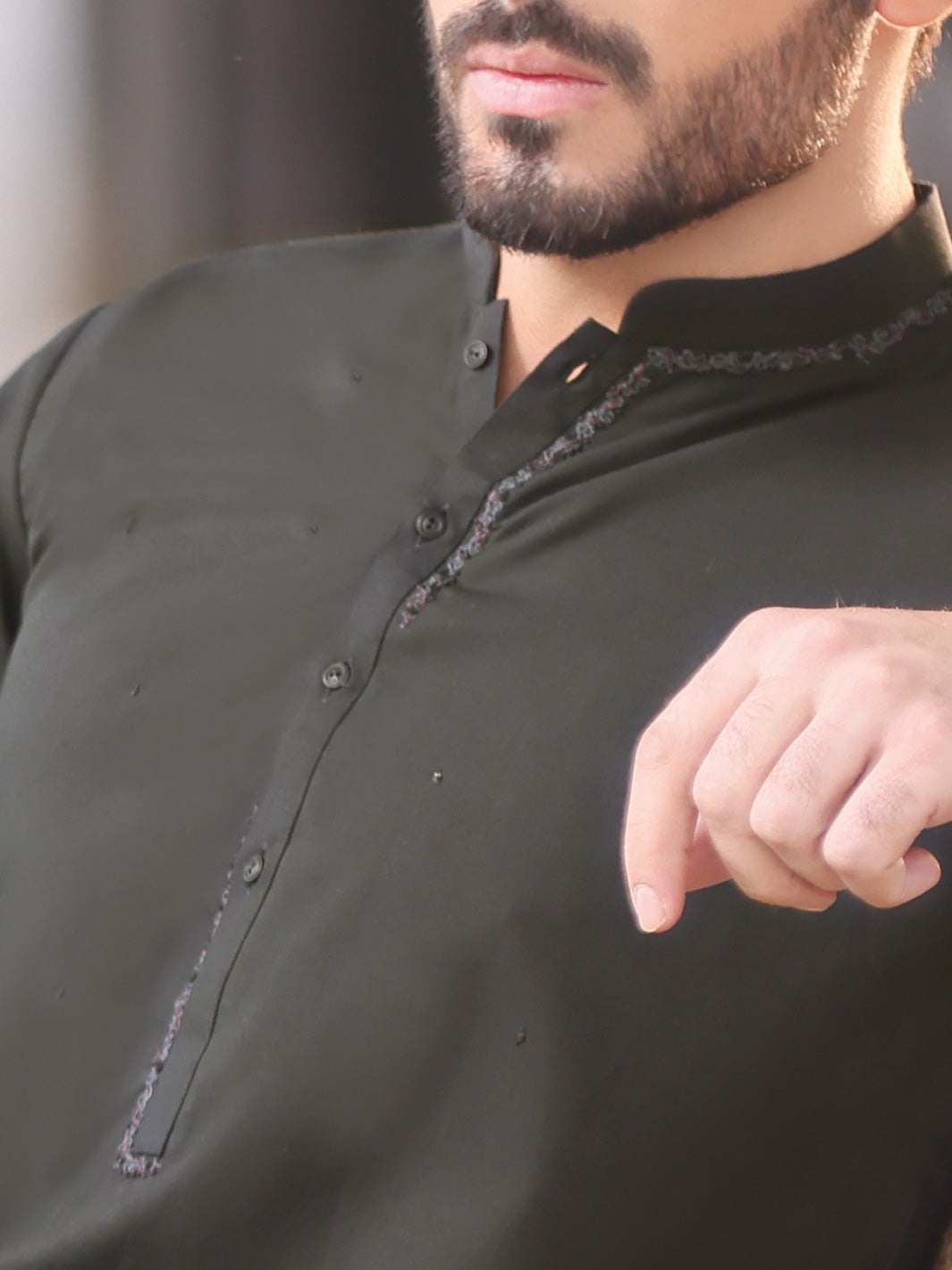 Dark Green Blended Kurta Pajama - AL-KT-2584
