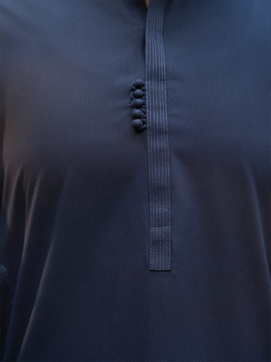 Navy Blue Blended Kurta Trouser - AL-KT-2828