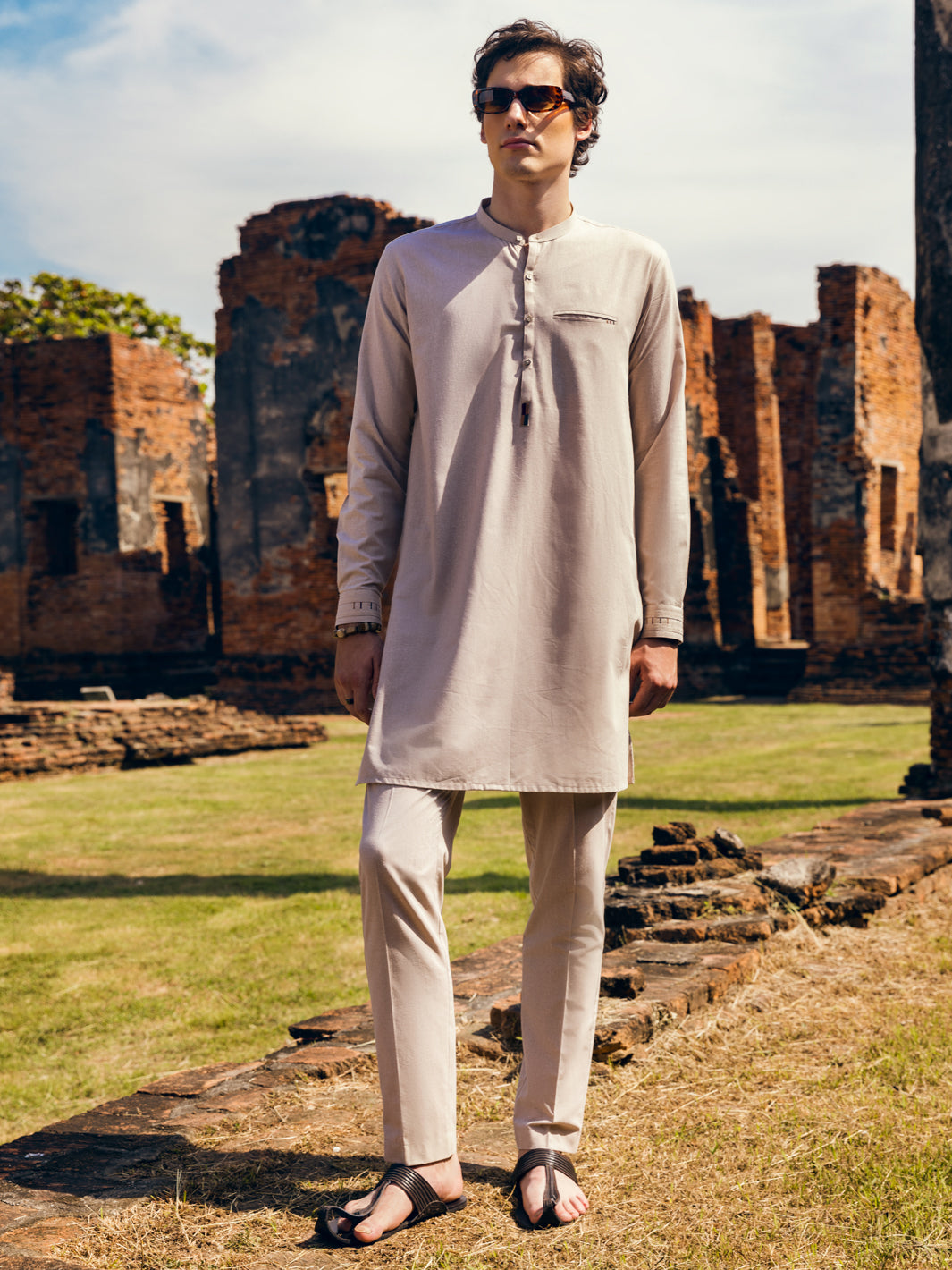 Khaki Blended Kurta Trouser - AL-KT-2905