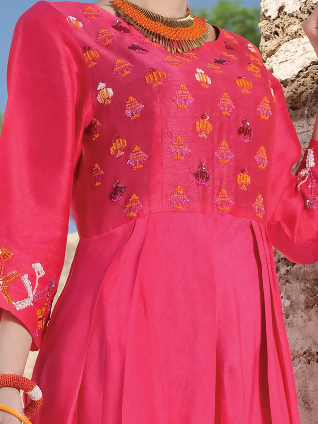 Pink Raw Silk Tunic - LK-703