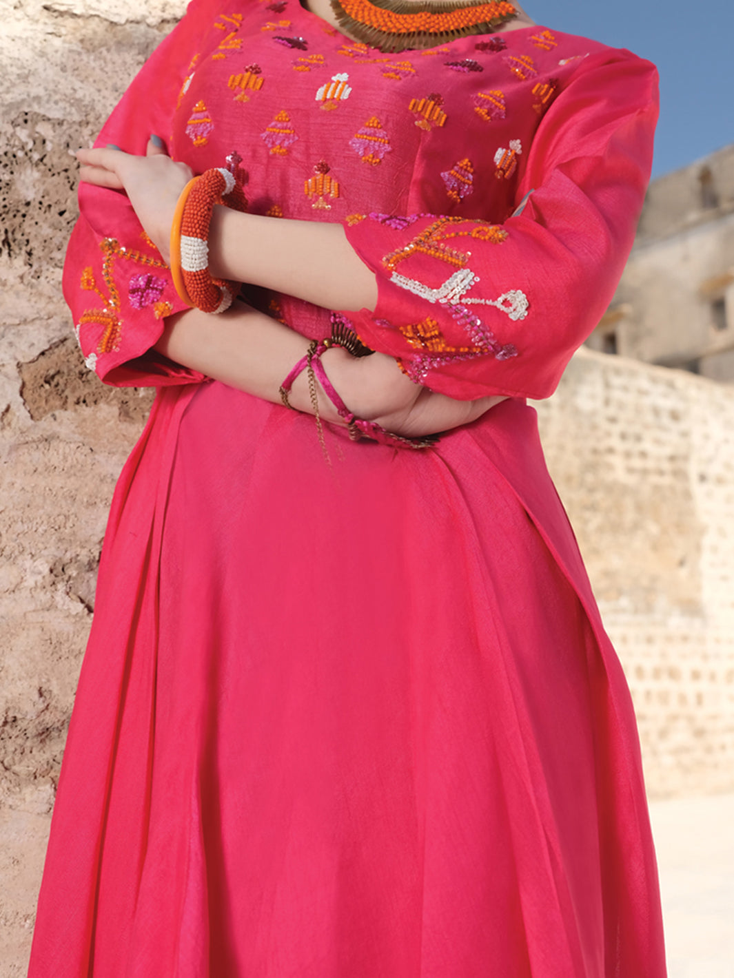 Pink Raw Silk Tunic - LK-703