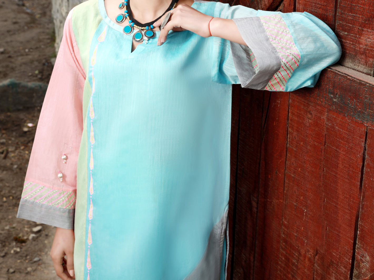 Grey Paper Cotton Tunic - AL-LK-829