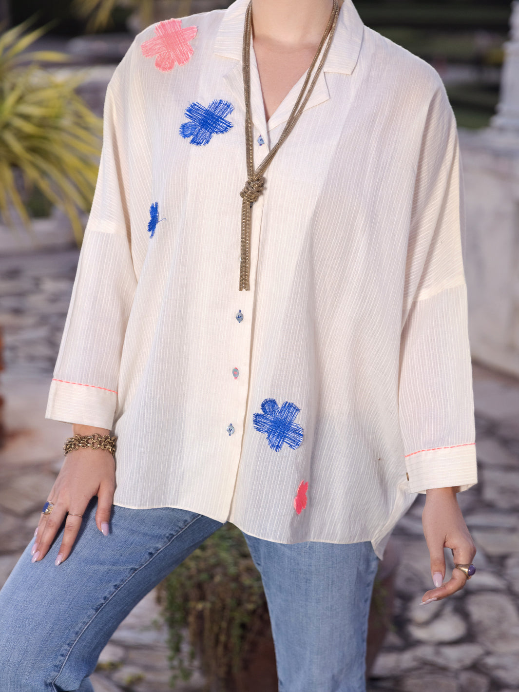 Off White Dobby Tunic - AL-LK-883