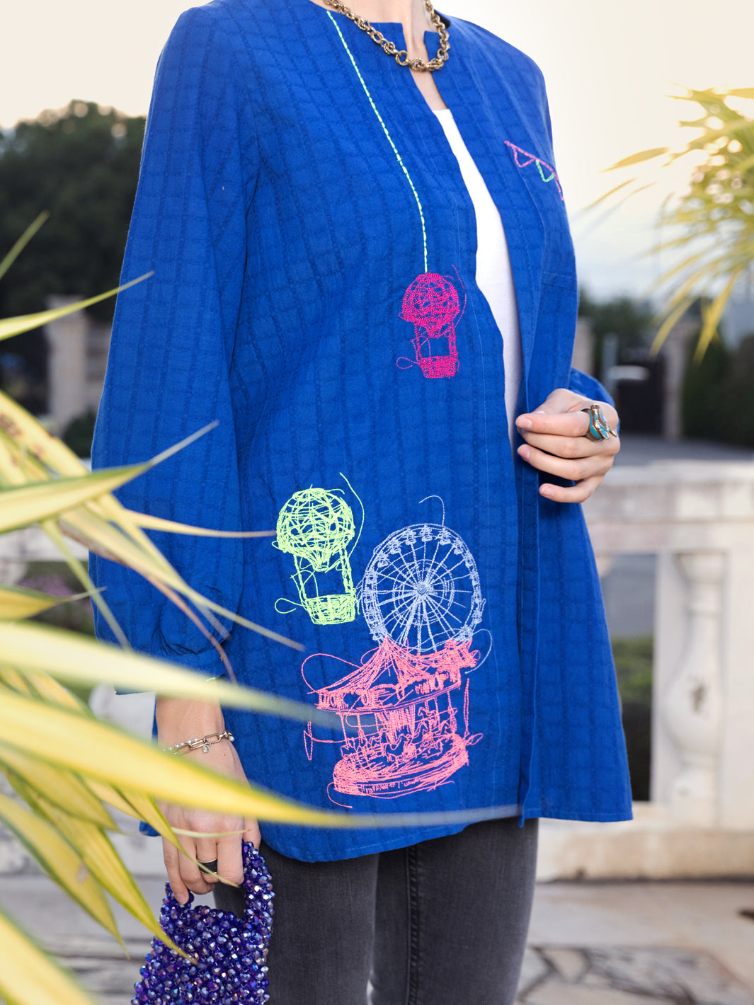 Blue Dobby Tunic - AL-LK-900