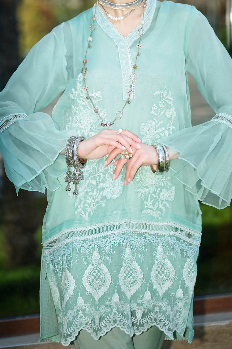 Sea Green Organza 2 Piece Stitched - LKS-652