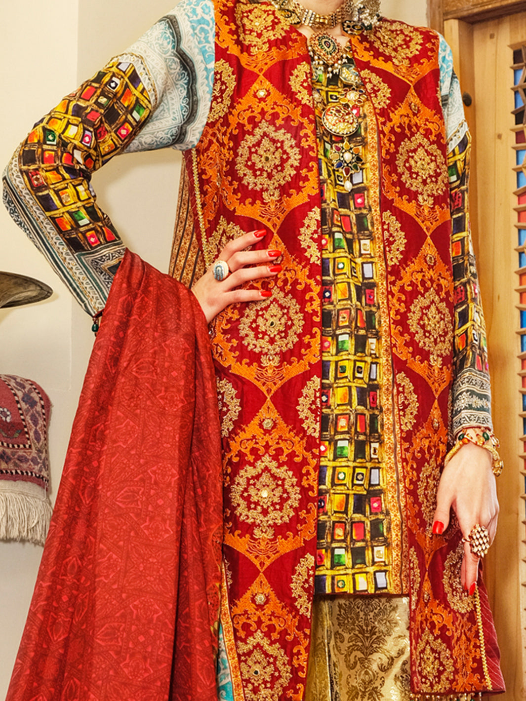 Red Silk 3 Piece Formal Suit - LS-251