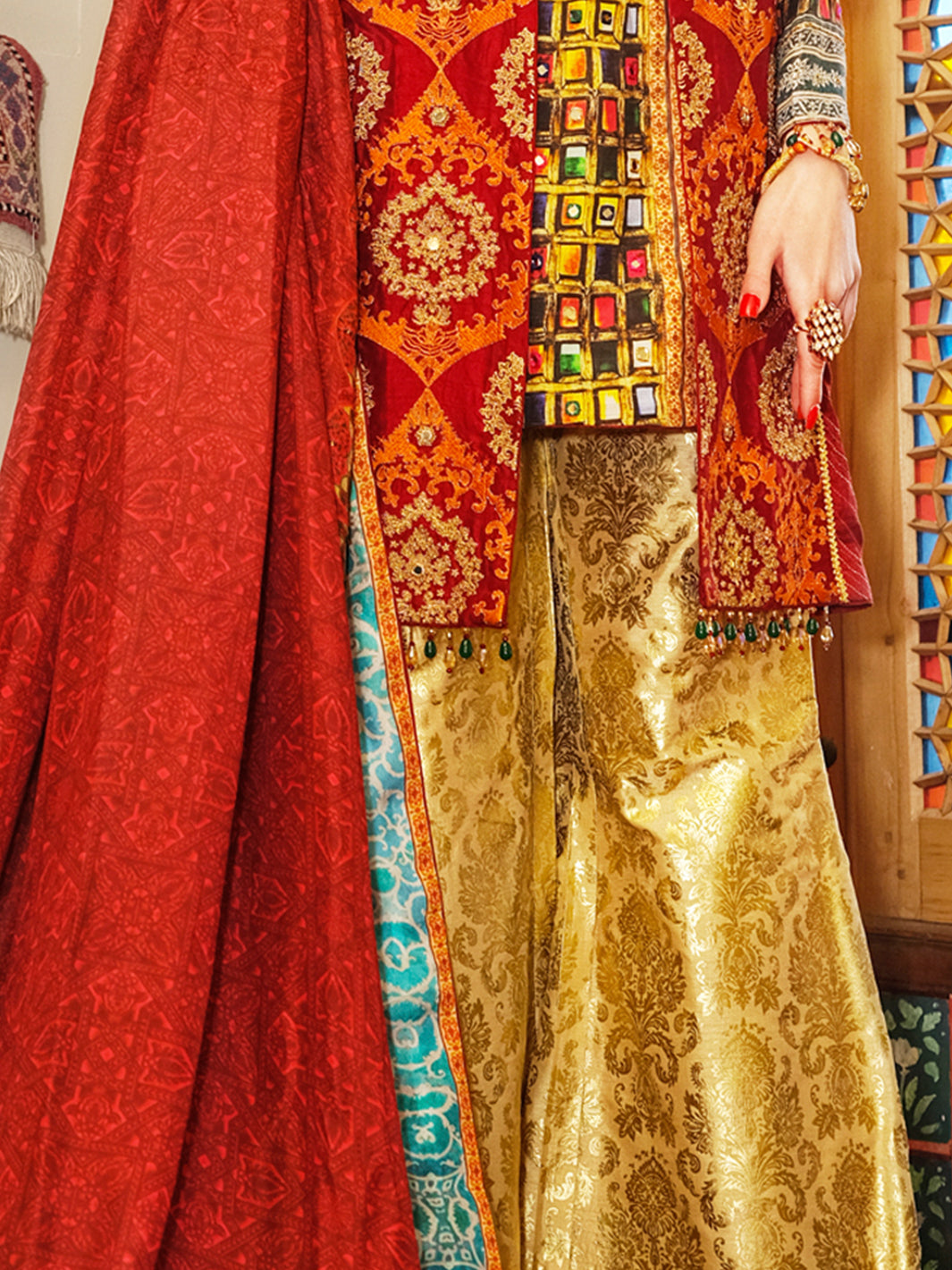 Red Silk 3 Piece Formal Suit - LS-251