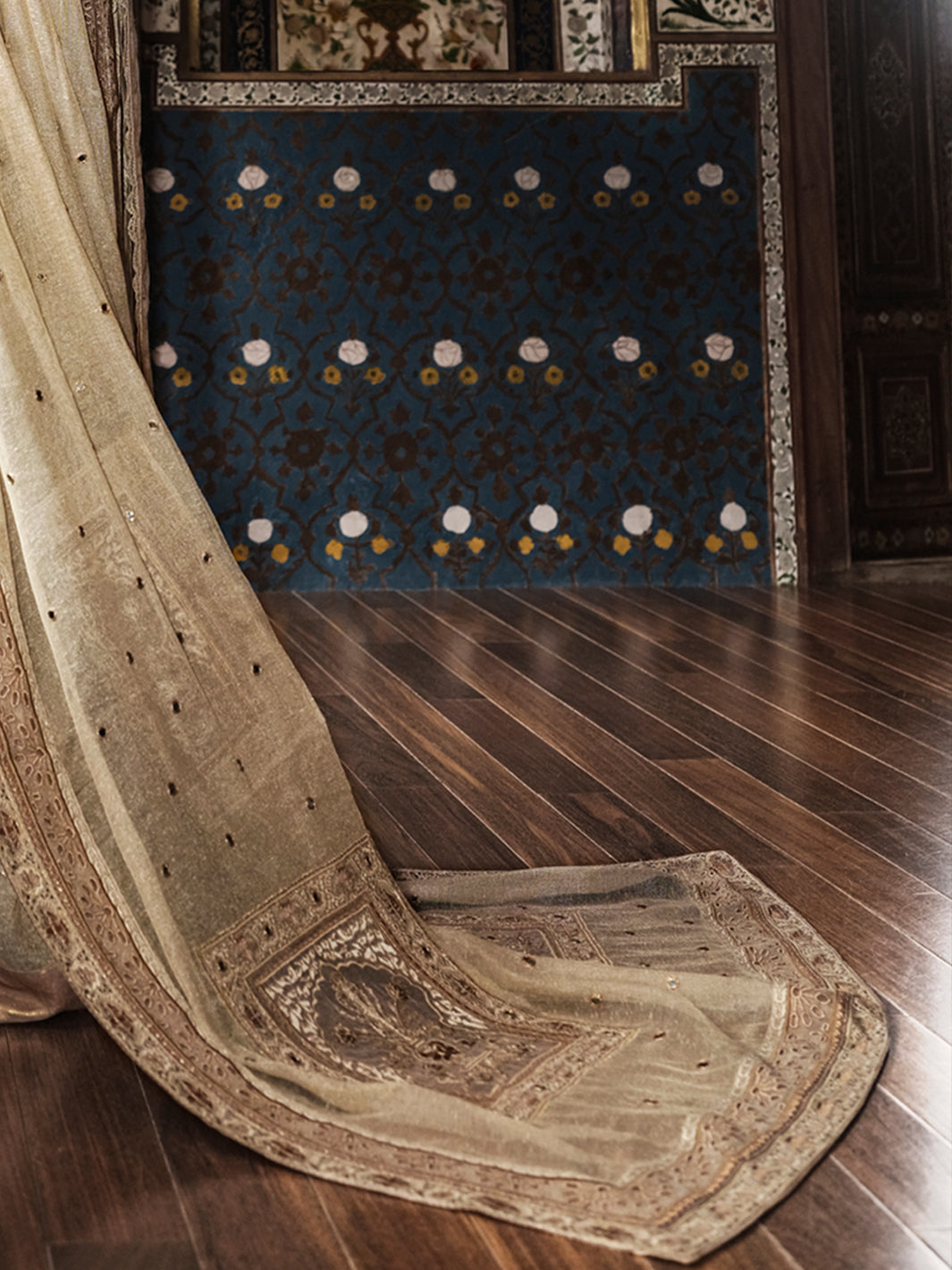 Beige Organza 3 Piece Formal Suit - LS-253