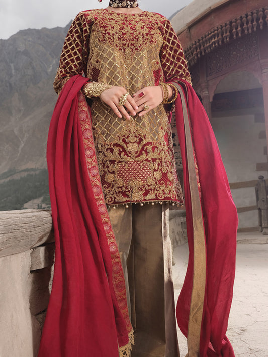 Gold Velvet 3 Piece Formal Suit - LS-275