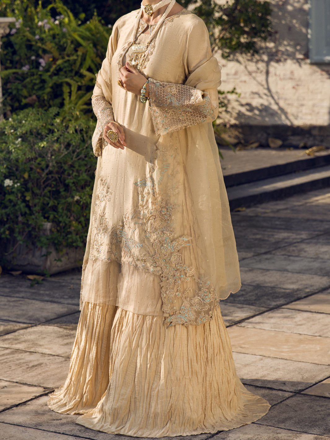 Beige Dola Silk 3 Piece Formal Stitched - AL-3PS-LS-399