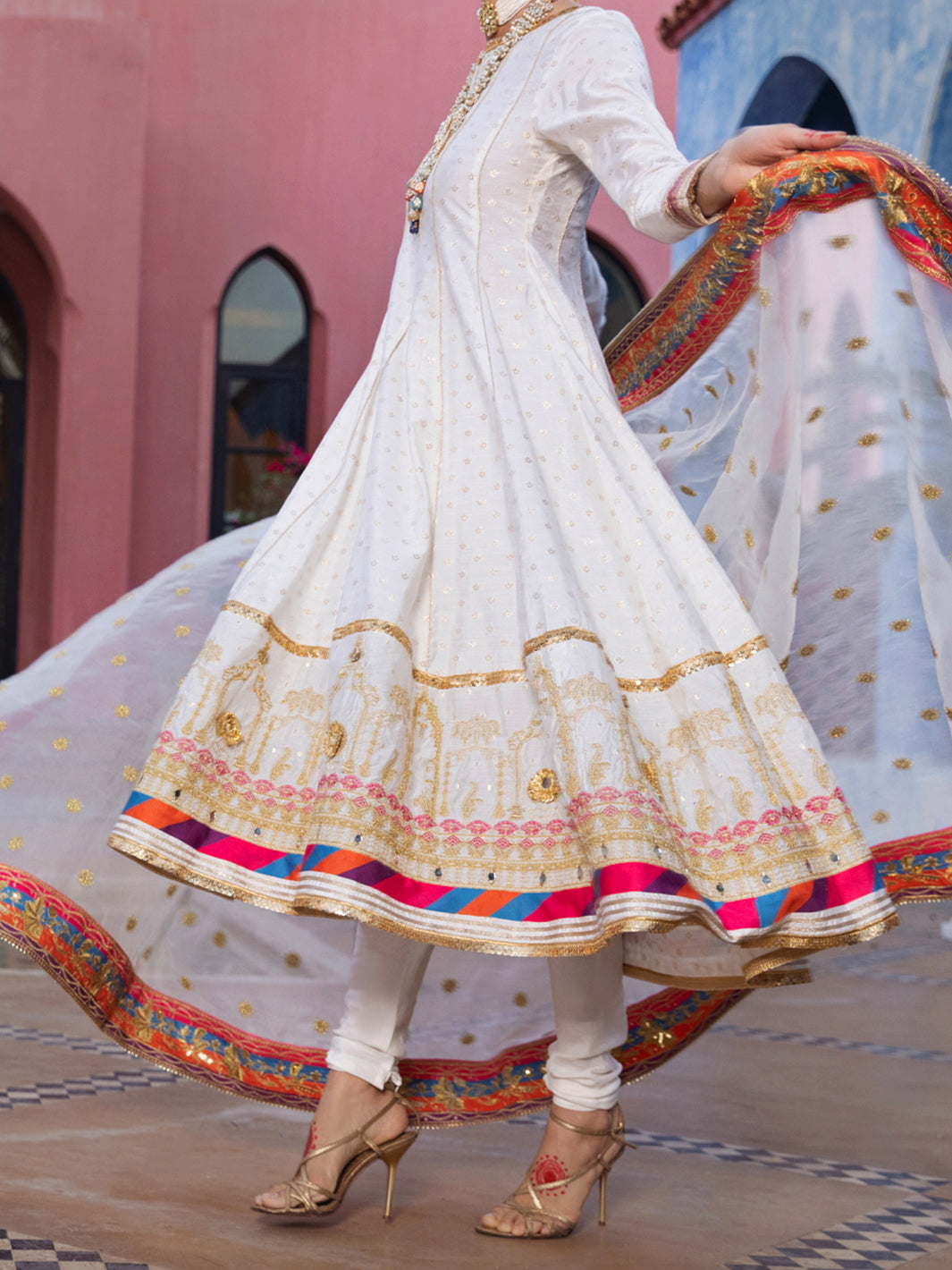 Off White Golden Booti 3 Piece Formal Stitched - AL-3PS-LS-406