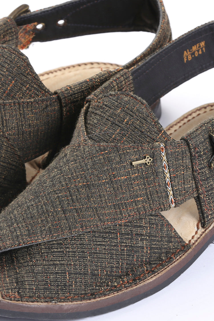 Green Peshawari Chappal - MFW-FB-041