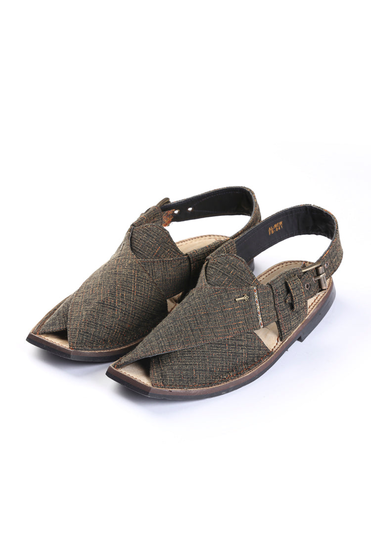 Green Peshawari Chappal - MFW-FB-041