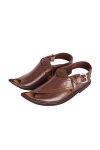 Dark Brown Leather Peshawari Chappal - MFW-HC-063