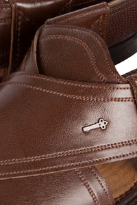 Dark Brown Leather Peshawari Chappal - MFW-HC-063