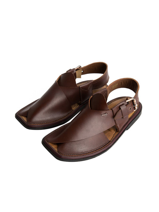 Burgundy Peshawari Chappal - AL-MFW-HC-087