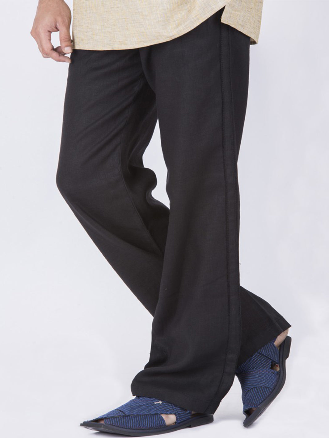 Black Men Linen Pant - AL-MP-005A - Almirah Online