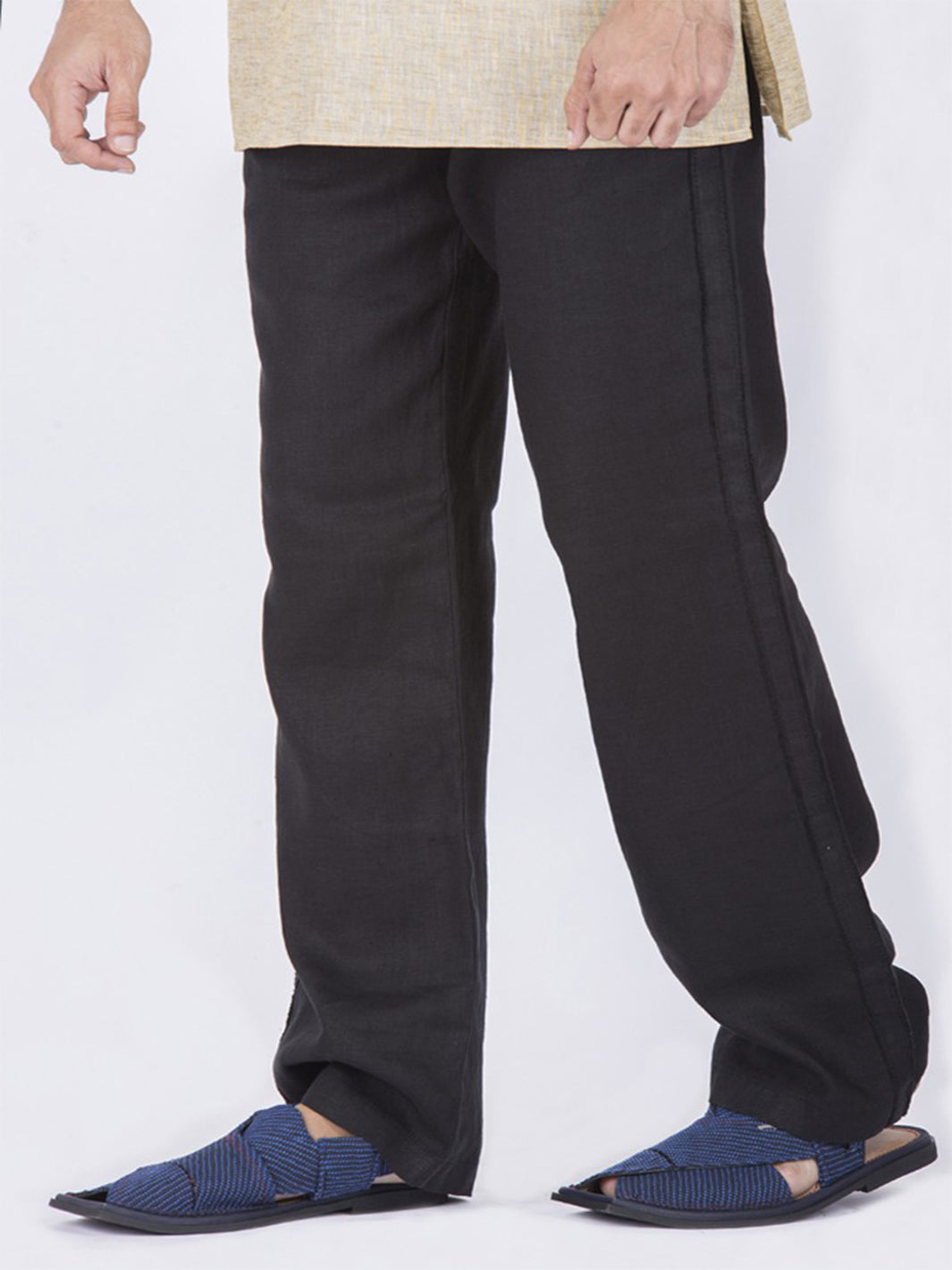 Black Men Linen Pant - AL-MP-005A - Almirah Online