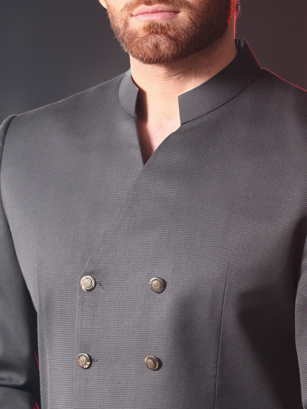 Grey Cotton Prince Coat - AL-PCS-020