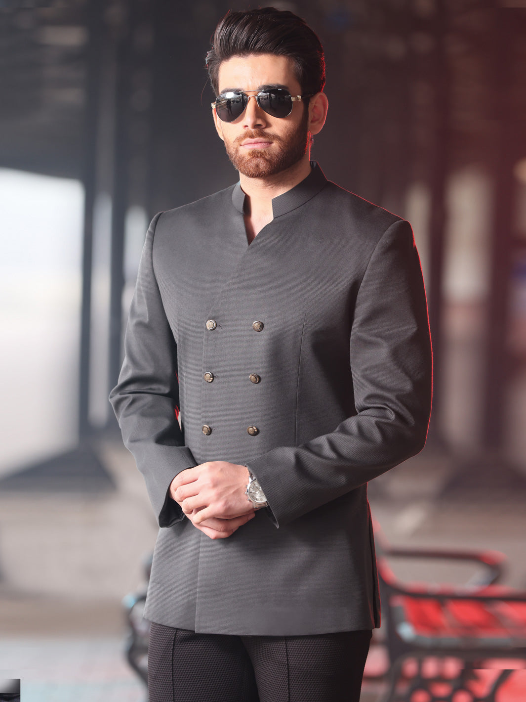 Grey Cotton Prince Coat - AL-PCS-020