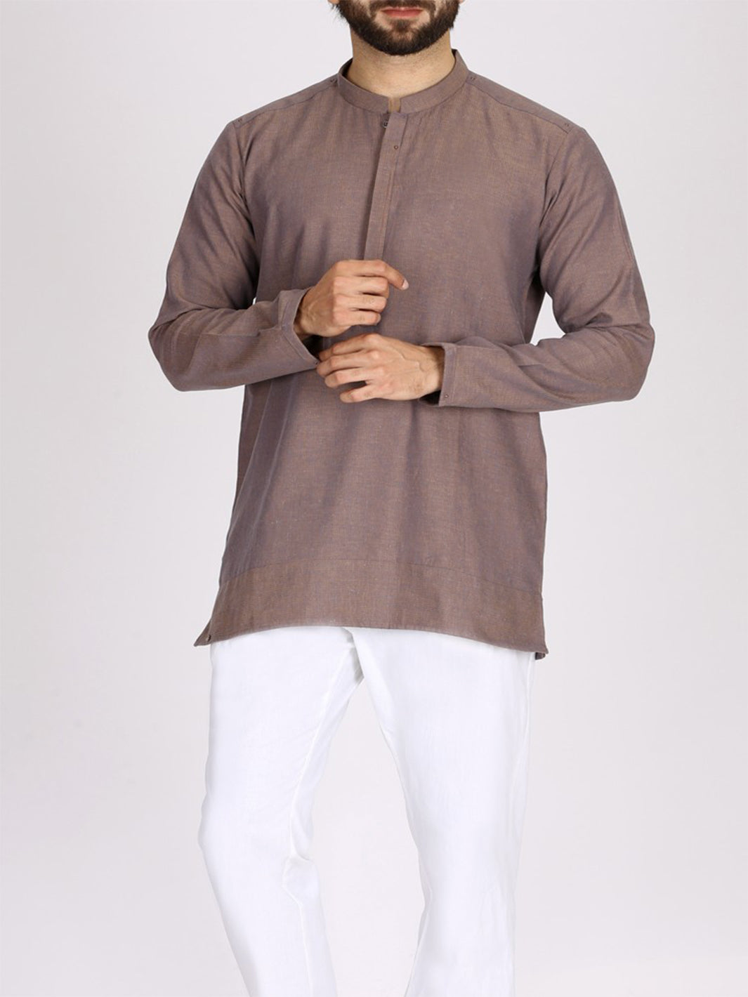 Light Purple Cotton Short Kurta - AL-SK-003