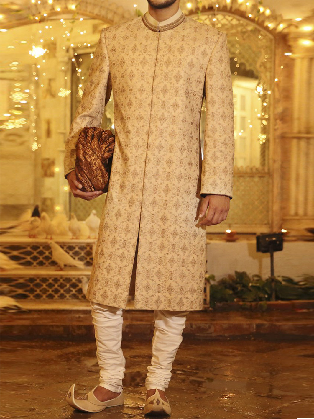 Beige Sherwani - AL-SW-078 - Almirah Online