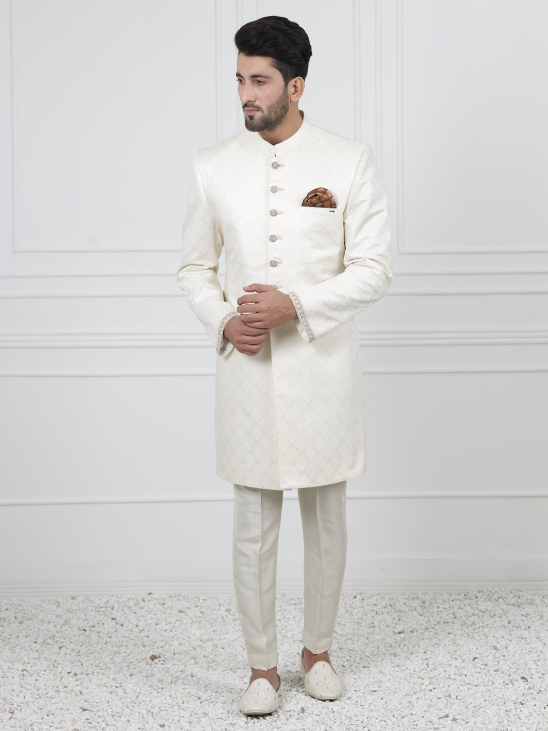 Off White Men Sherwani - AL-SW-124
