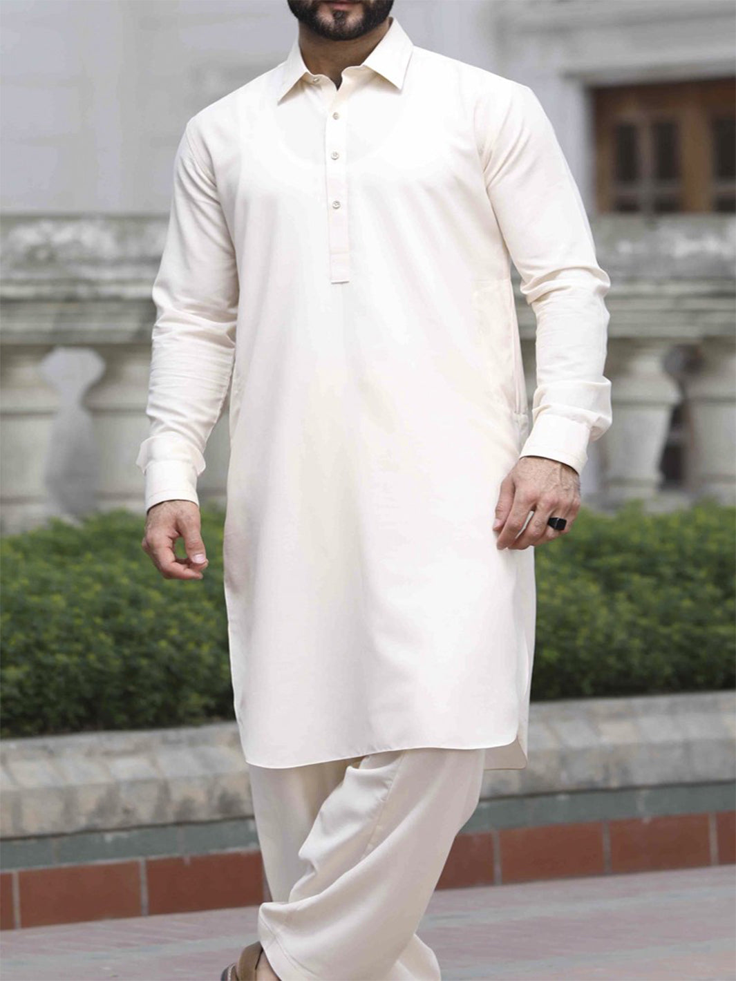 Cream Blended Kameez Shalwar - ALWA-KS-119