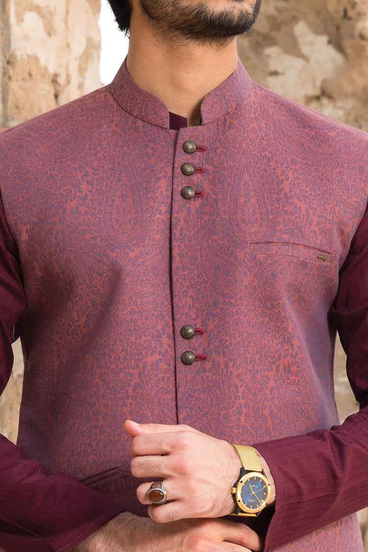 Maroon Blended Waistcoat - WC-264
