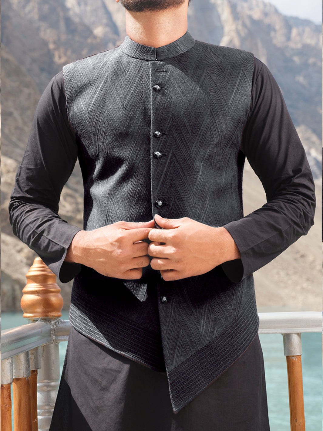 Black Blended Waistcoat - WC-273