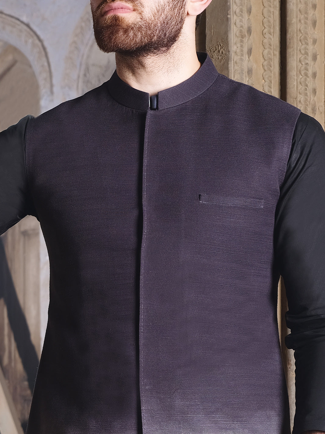 Black Cotton Waistcoat - AL-WC-309