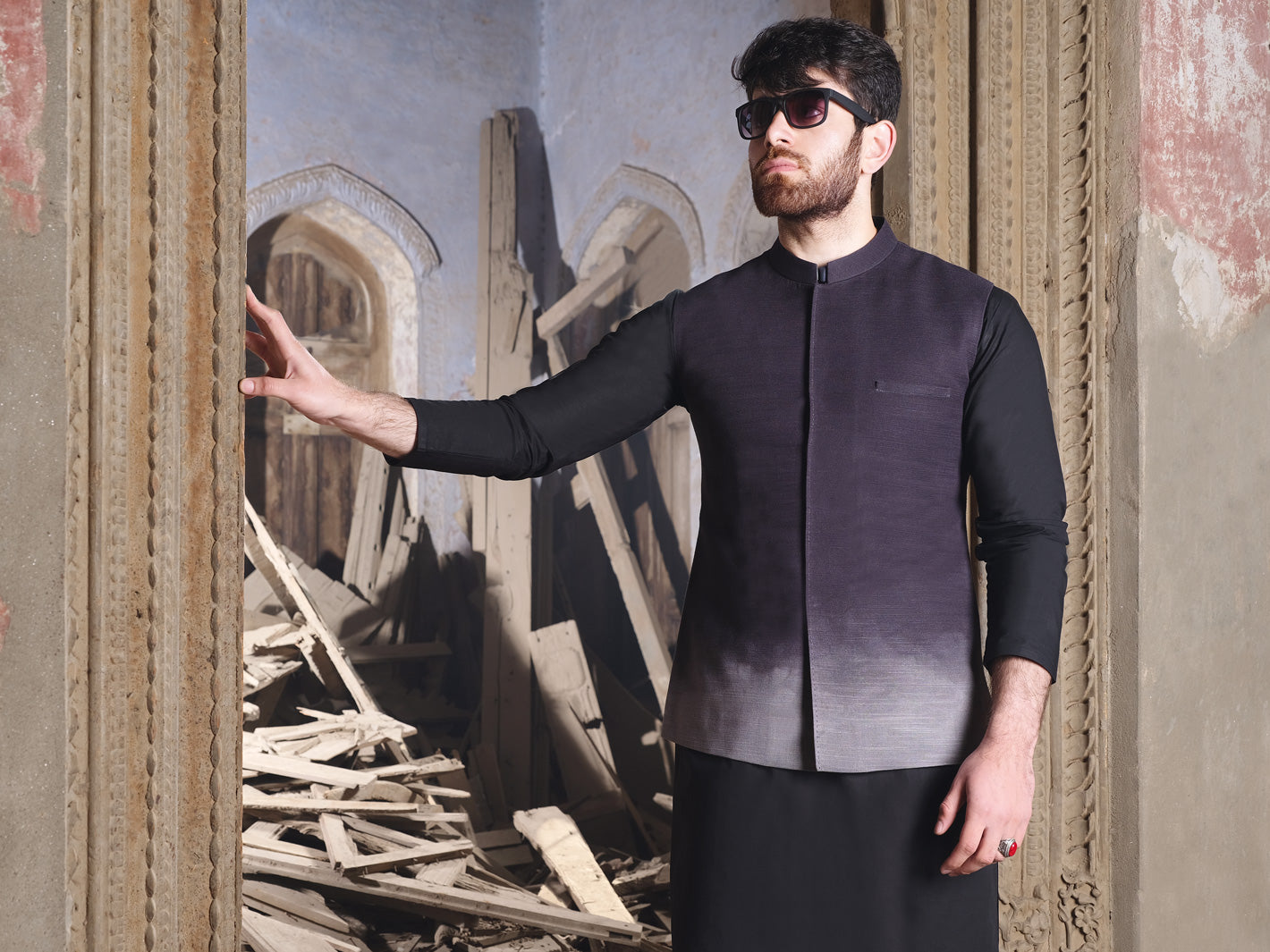 Black Cotton Waistcoat - AL-WC-309
