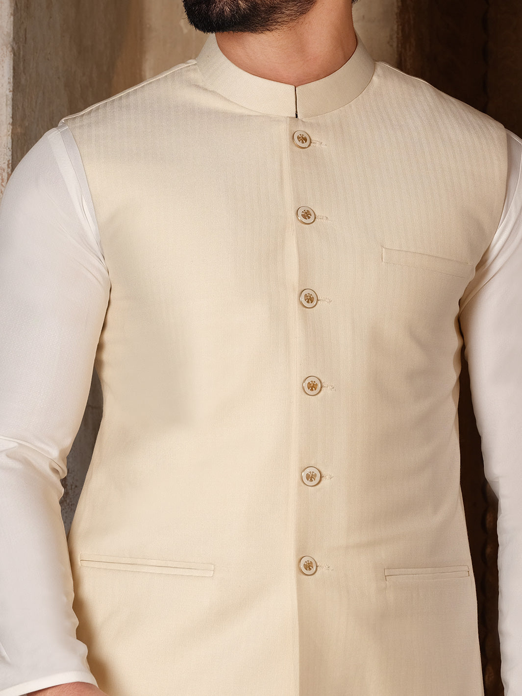 Cream Blended Waistcoat - AL-WC-319