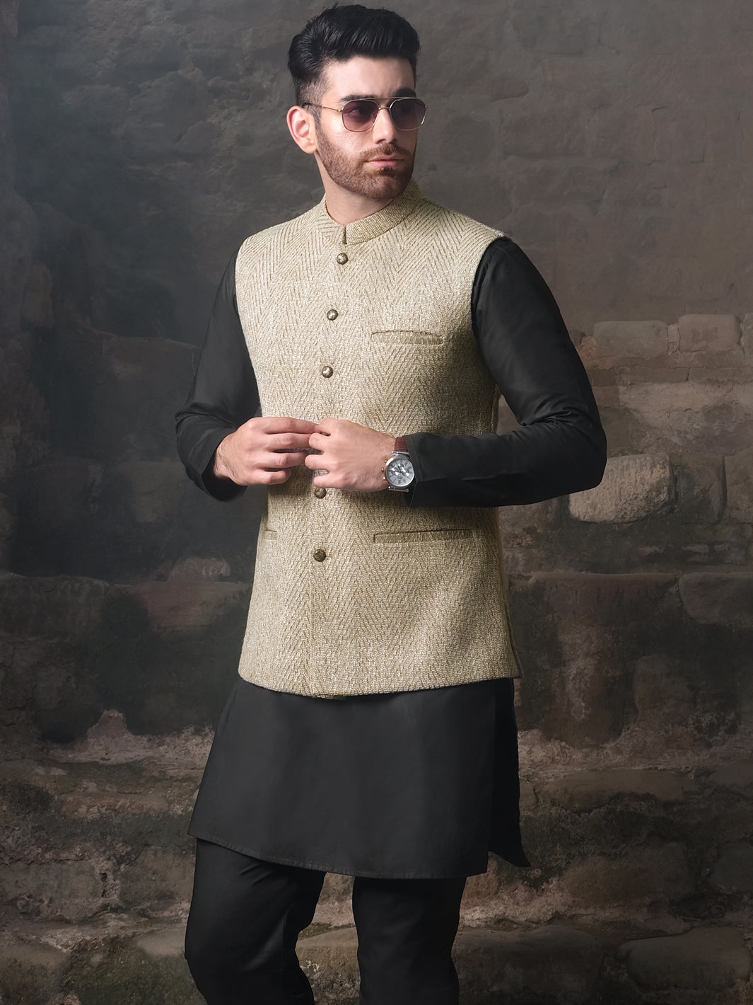 Green Blended Waistcoat - AL-WC-323