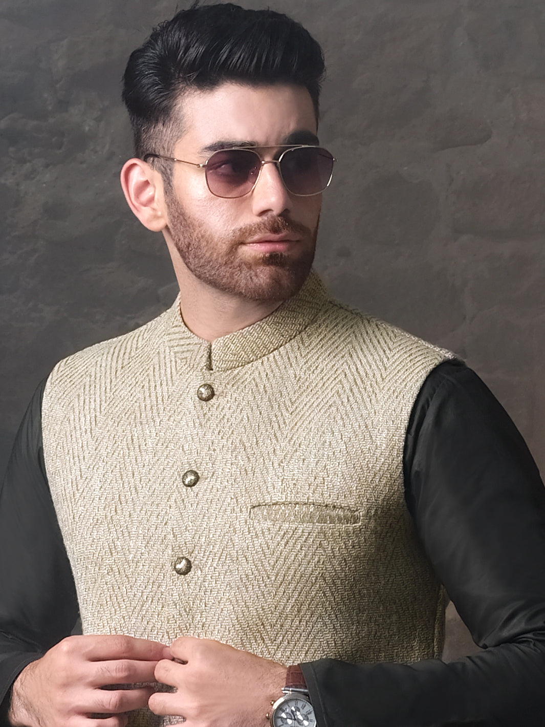 Green Blended Waistcoat - AL-WC-323