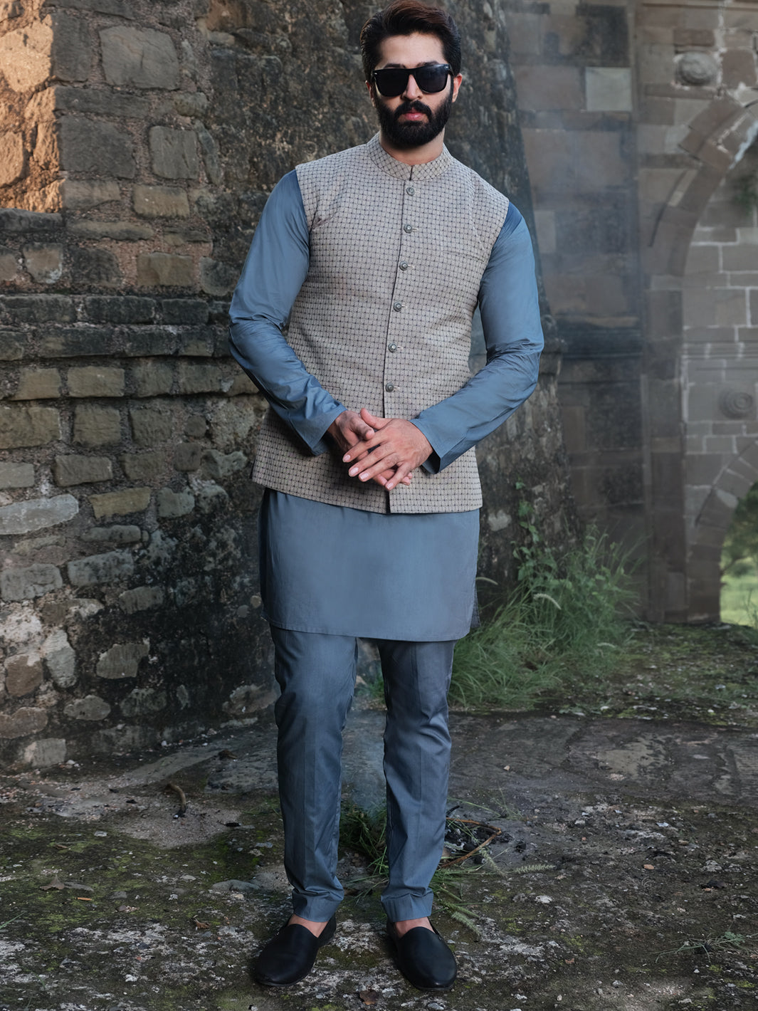 Grey Woven Waistcoat - AL-WC-327