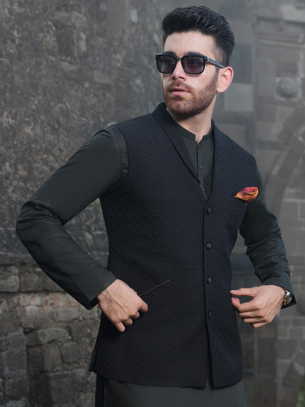 Black Blended Waistcoat - AL-WC-338