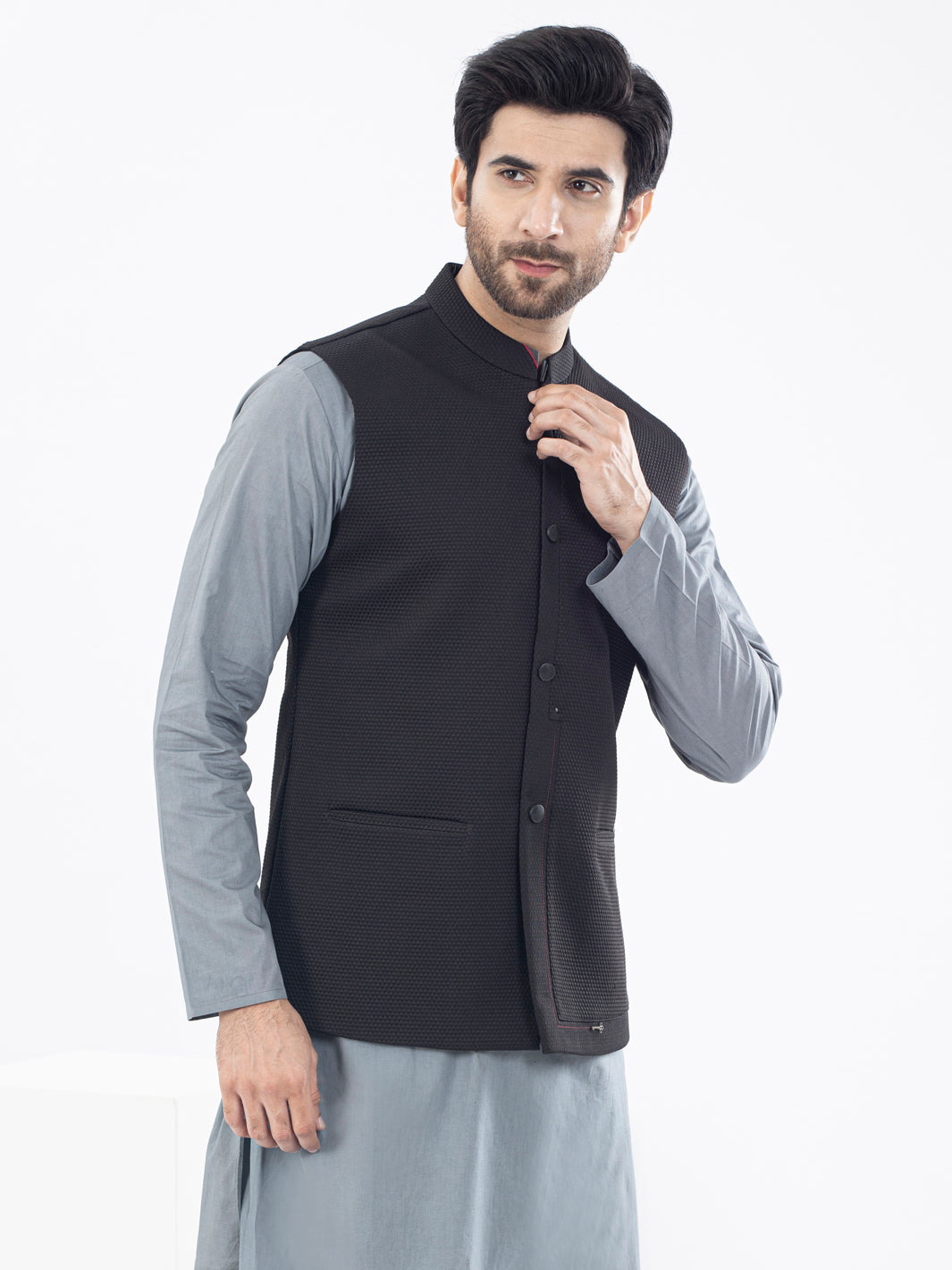 Black Blended Waistcoat - AL-WC-458
