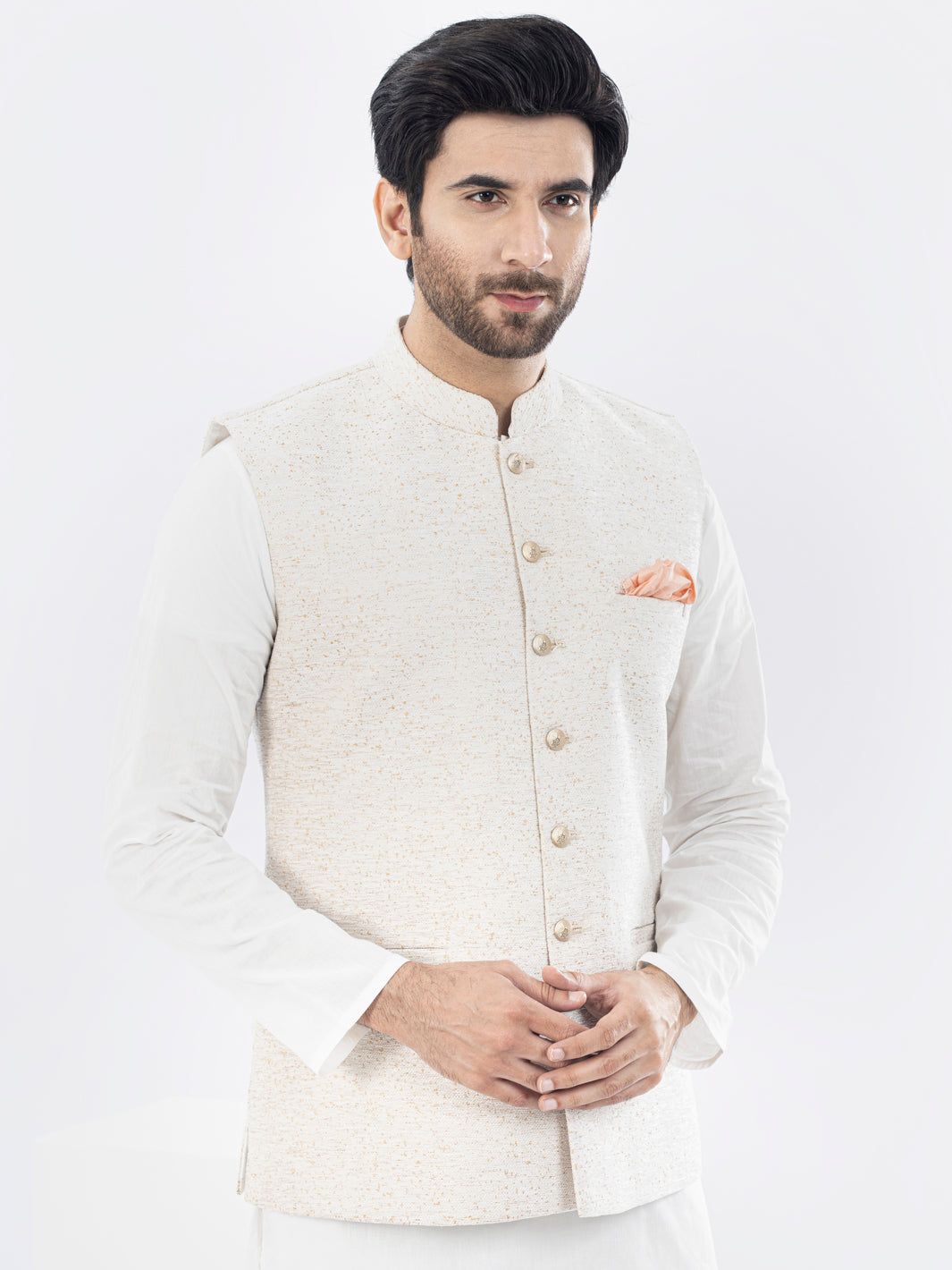 Off White Blended Waistcoat - AL-WC-470