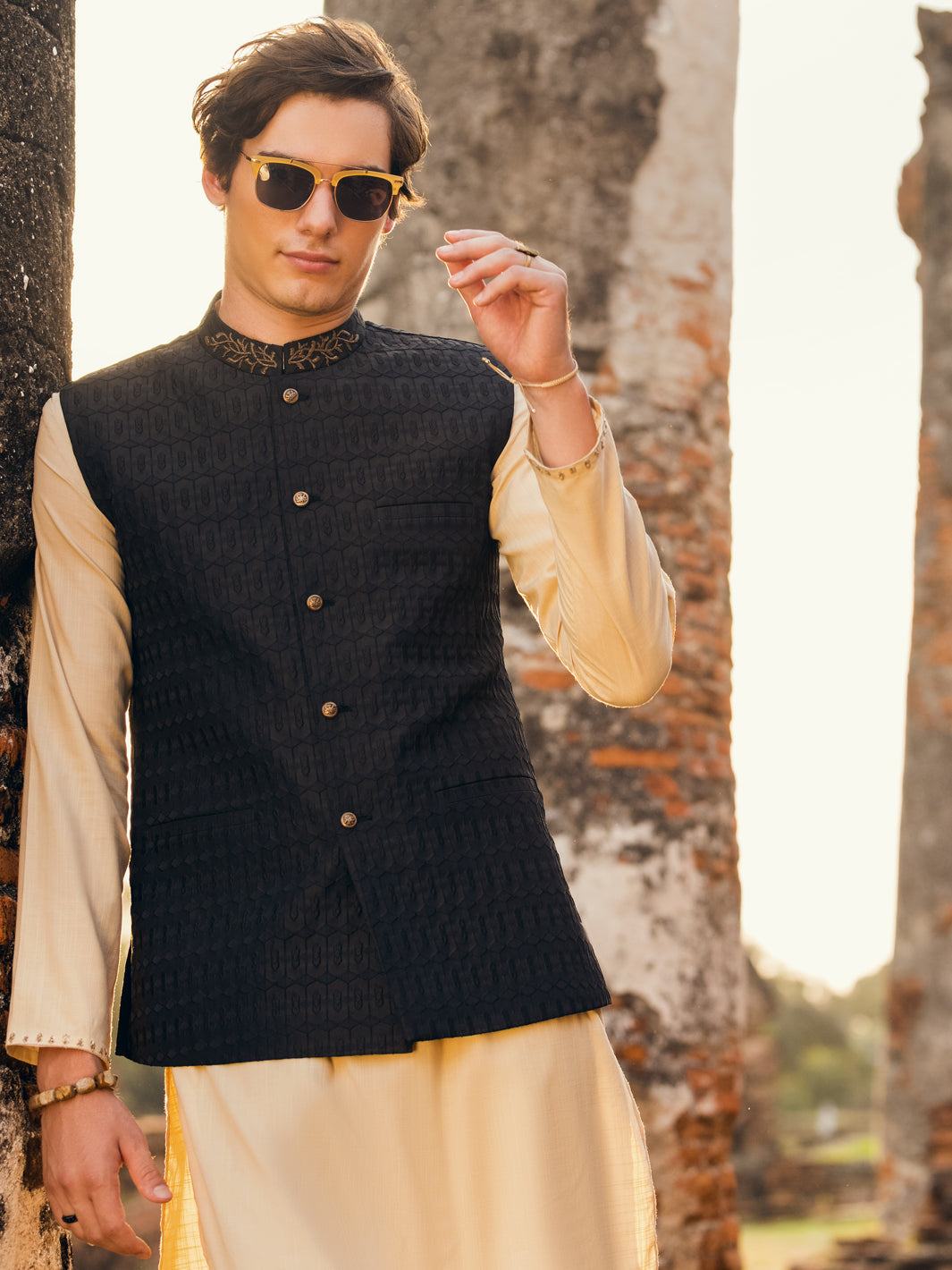 Black Jacquard Waistcoat - AL-WC-485
