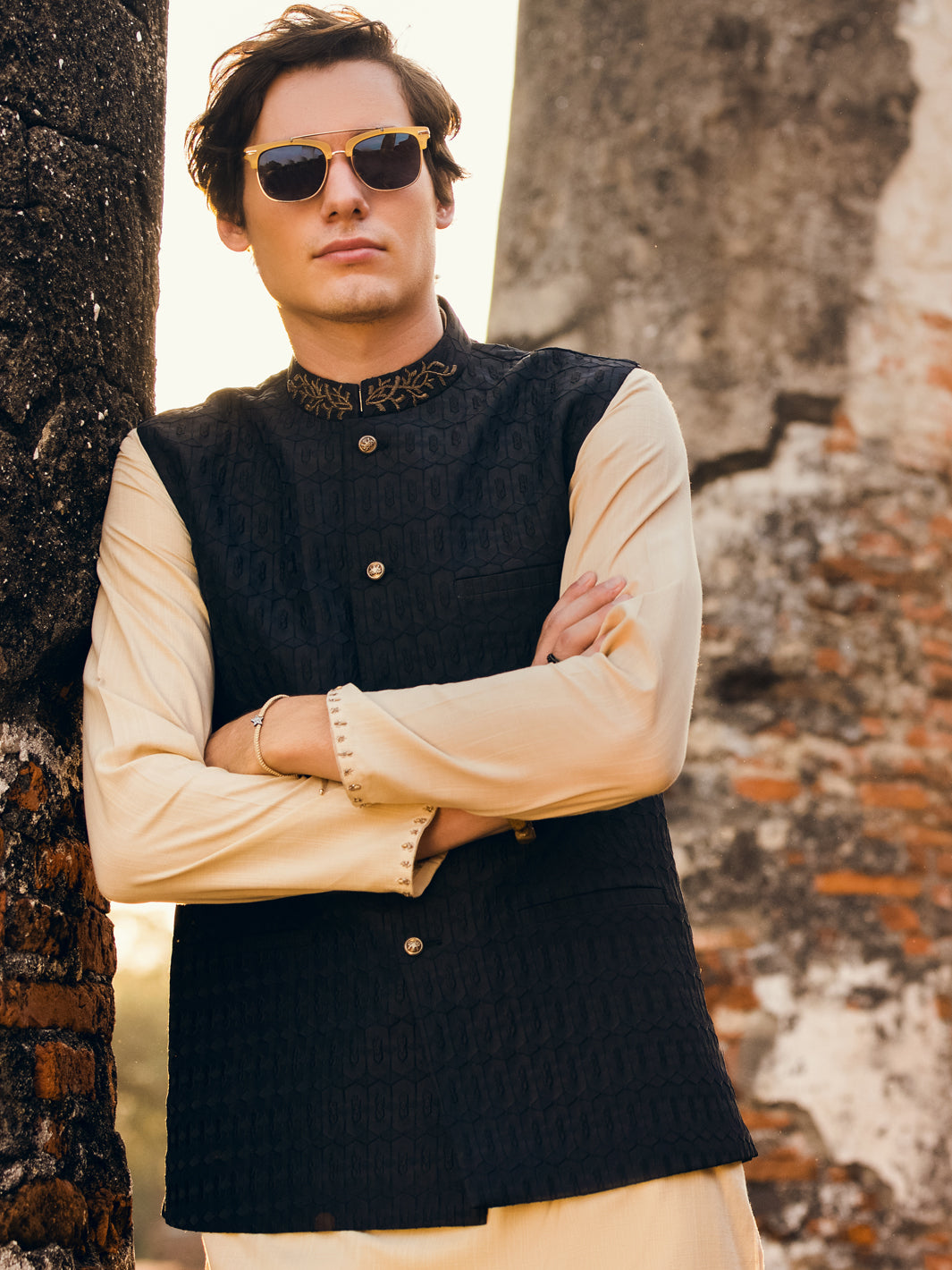 Black Jacquard Waistcoat - AL-WC-485