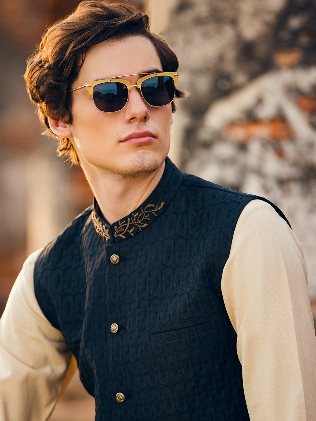 Black Jacquard Waistcoat - AL-WC-485