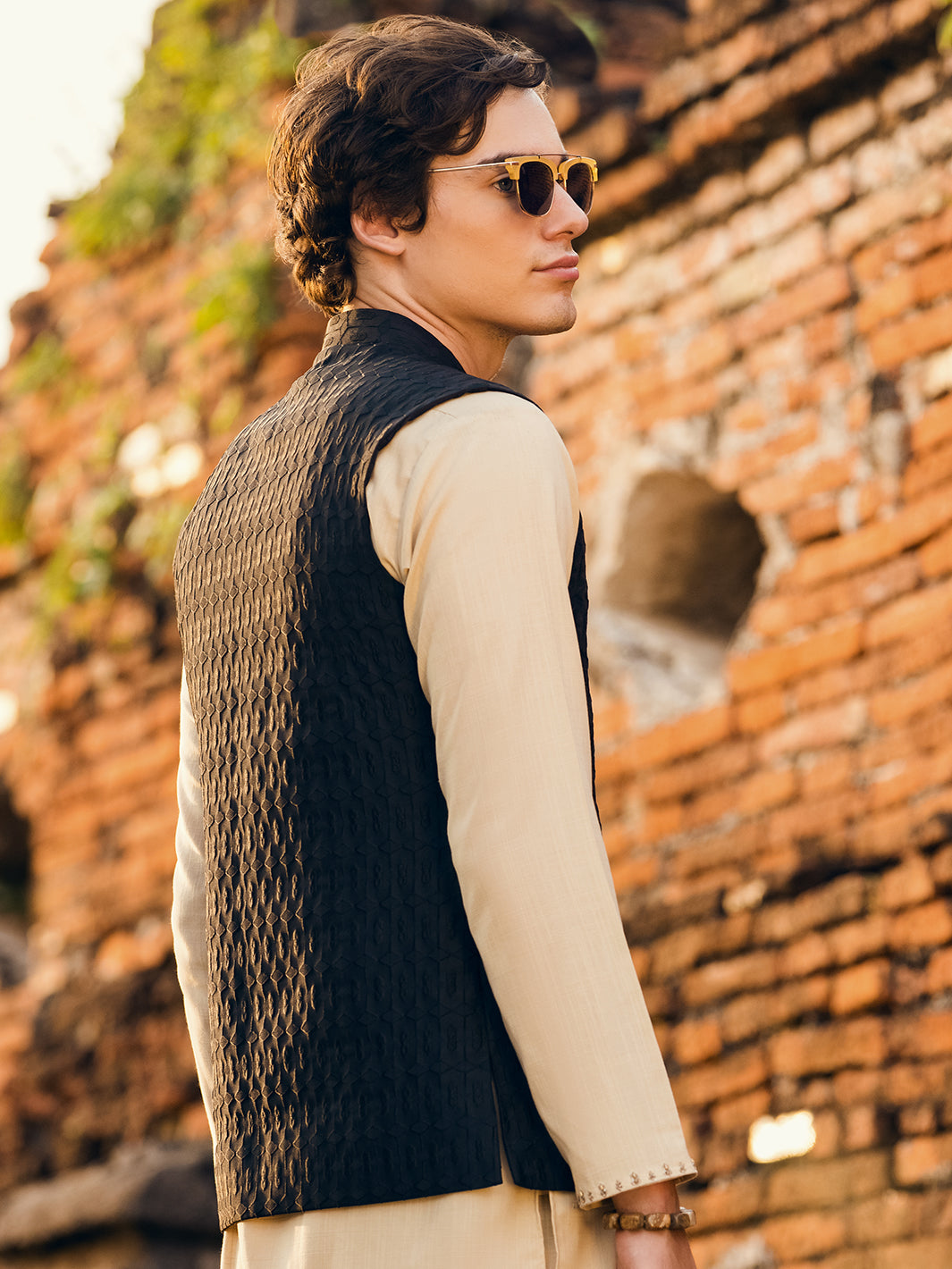 Black Jacquard Waistcoat - AL-WC-485
