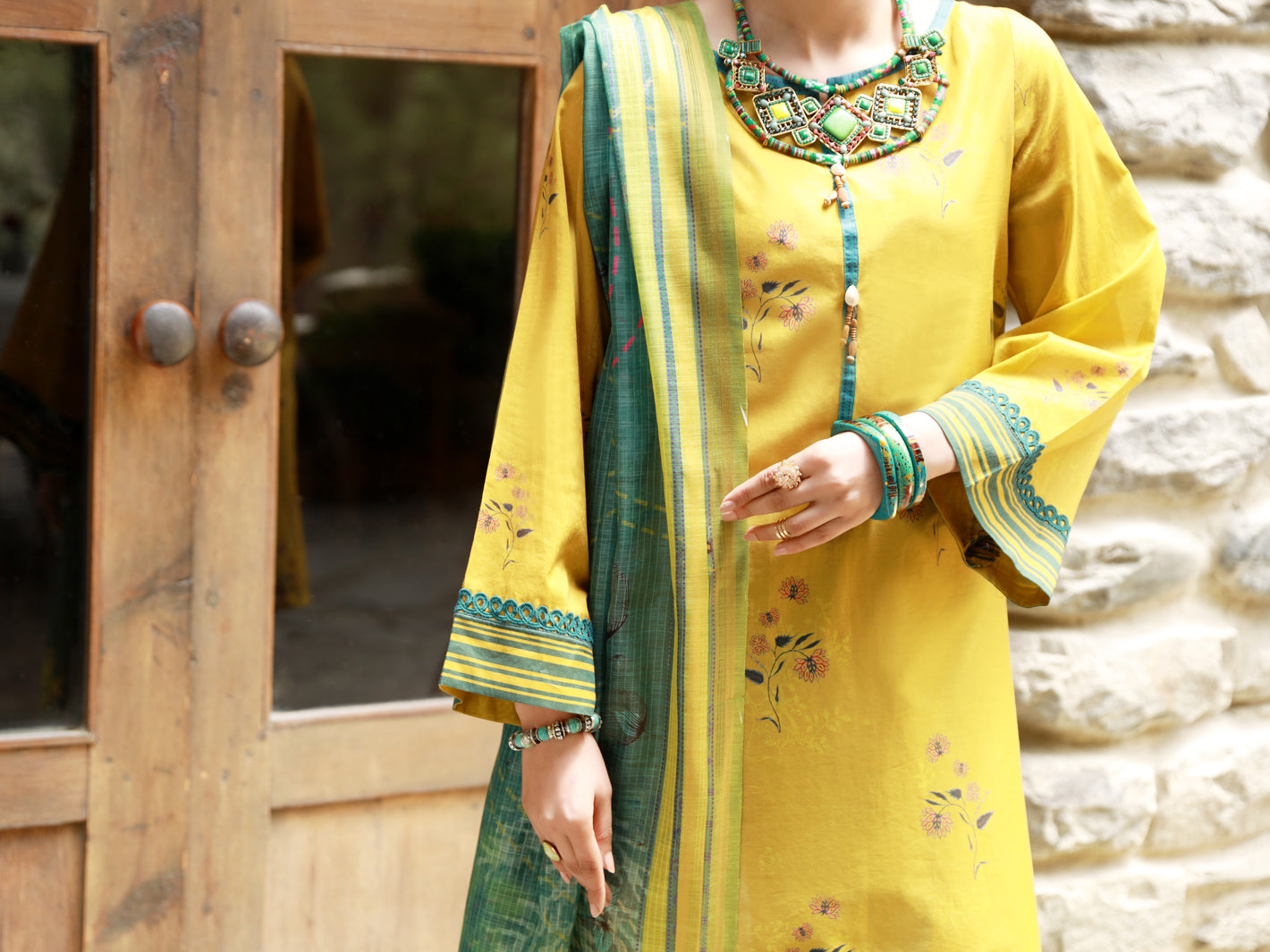 Lime Green Lawn 3Pc Stitched - ALP-3PS-1379