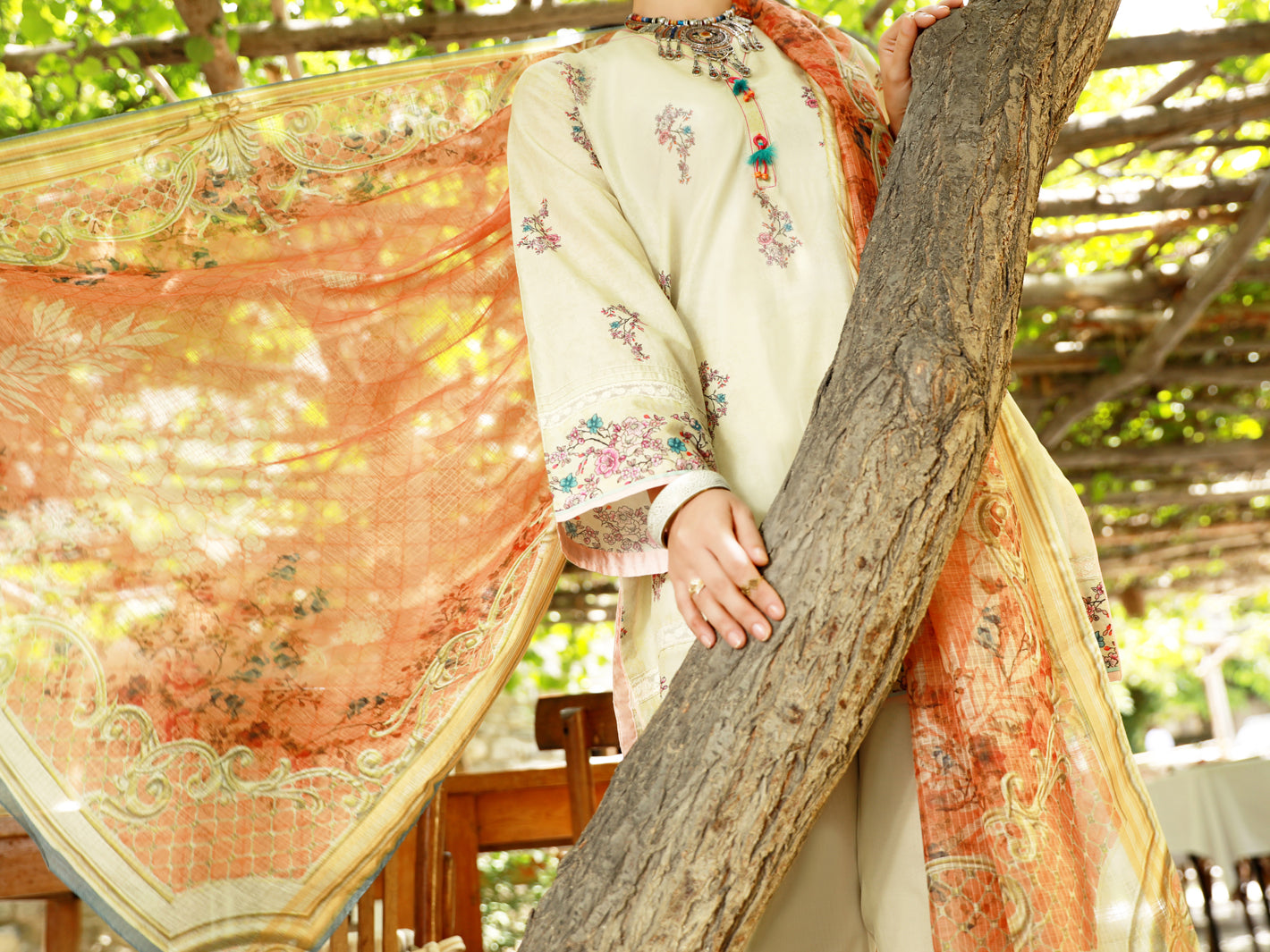 Beige Lawn 3Pc Stitched - ALP-3PS-1380