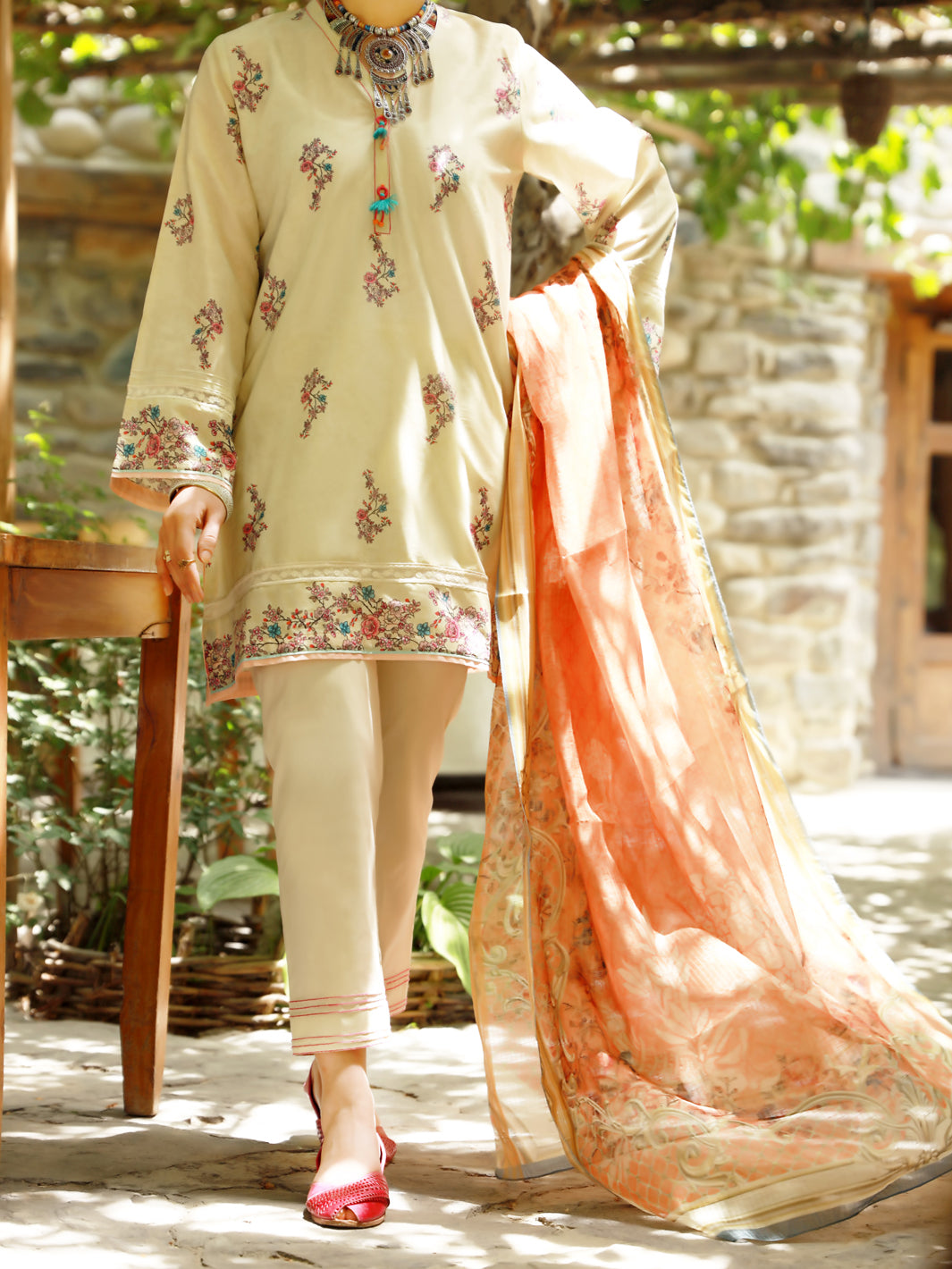 Beige Lawn 3Pc Stitched - ALP-3PS-1380