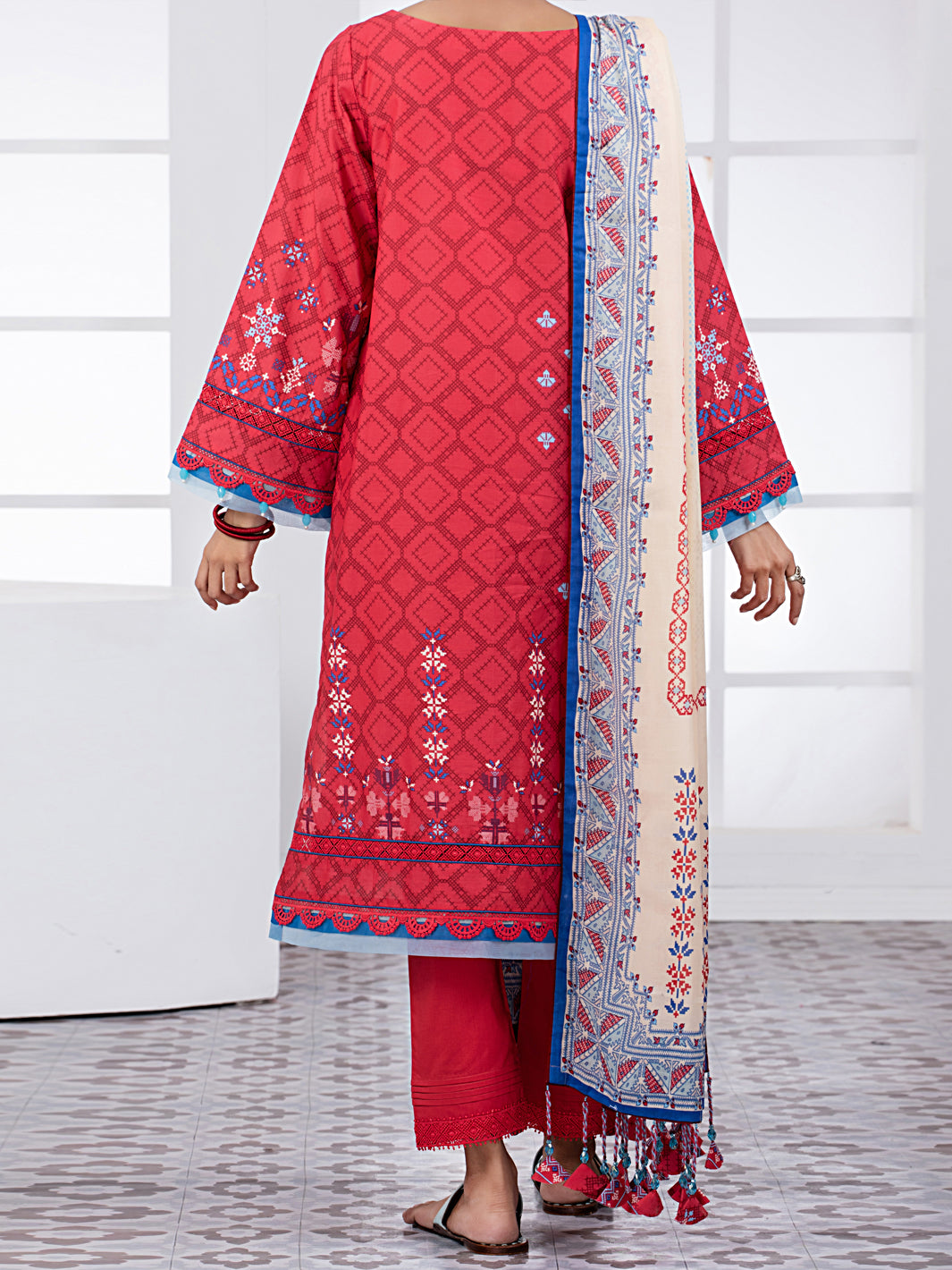 Red Lawn 3Pc Unstitched - ALP-3PS-1490