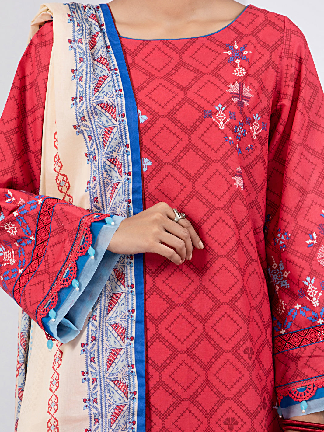 Red Lawn 3Pc Unstitched - ALP-3PS-1490