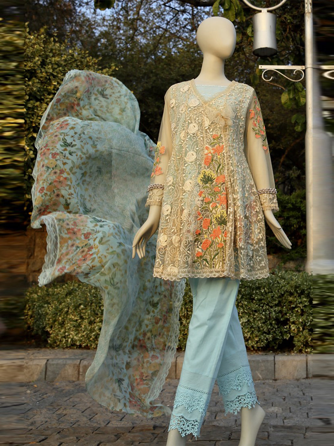 Sky Blue 3 Piece Unstitched - ALP-339